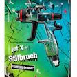 Jet X handheld device by Stilbruch with 'STIEEL-brookh' branding on vibrant green and blue gradient background