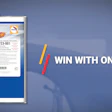 Product promotion featuring packaged item with parrot design and 'Win With One' marketing message with colored pencils