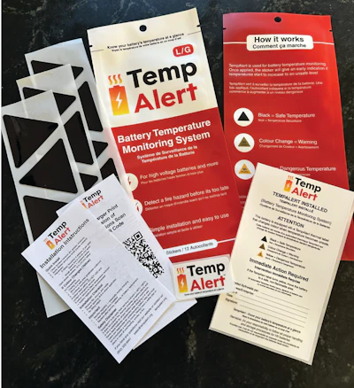 TempAlert battery temperature monitoring system packaging and instruction materials with bilingual documentation