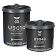 Two black Sherwin-Williams Ultra 9K paint cans with product codes U9010 Trans White and U9040 Ultra Fine Metallic
