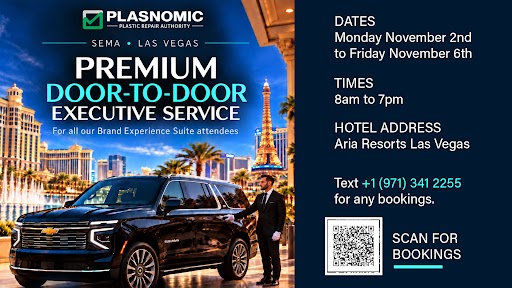 Plasnomic premium door-to-door executive car service in Las Vegas, November 2-6, with black Chevrolet Tahoe and booking details