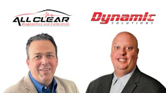 Two professional headshots of business executives with All Clear Diagnostics and Dynamic Solutions company logos