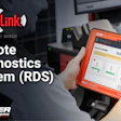 Technician holding Hunter ADAS Link diagnostic device powered by Bosch for remote vehicle diagnostics