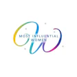 Most Influential Women logo with colorful gradient curves and decorative stars