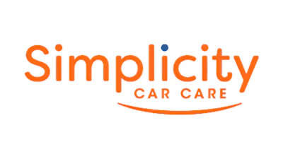 Simplicity Car Care logo with orange text and blue accent dot